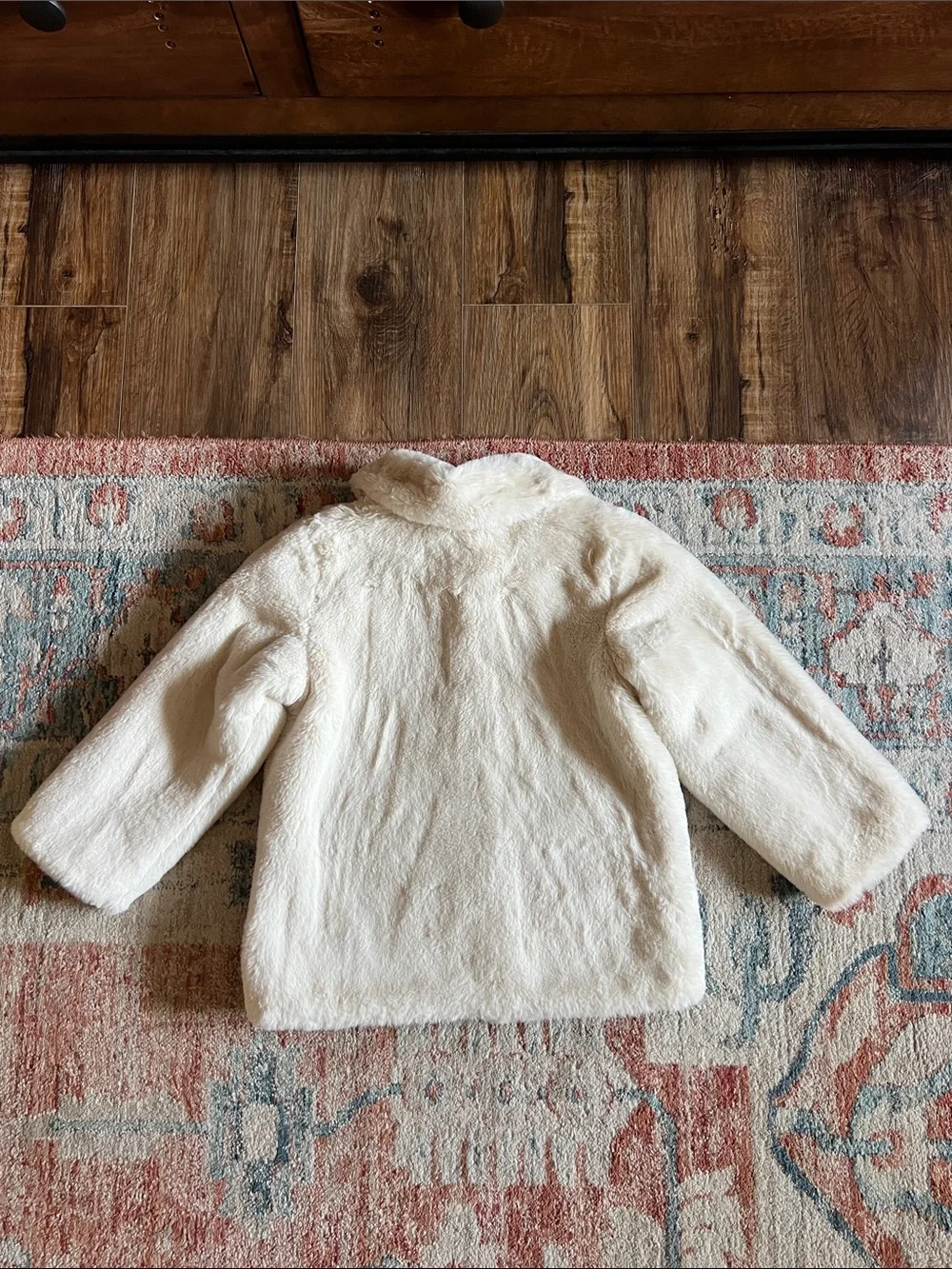 H&M Girls Cream Faux-Fur Coat